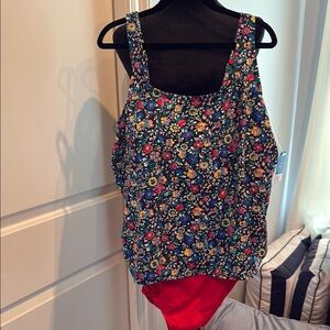 Lands' End Floral One Piece Swimsuit - Multicolor and Red